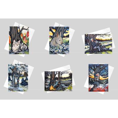 Set of 6 greeting cards 5 x 7 in