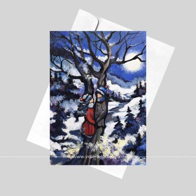 Greeting card, « Le sentier de neige » 5 x 7 in