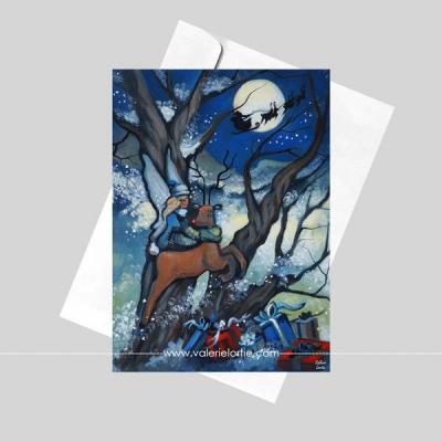 Greeting card, « Petit renne au nez rouge » 5 x 7 in